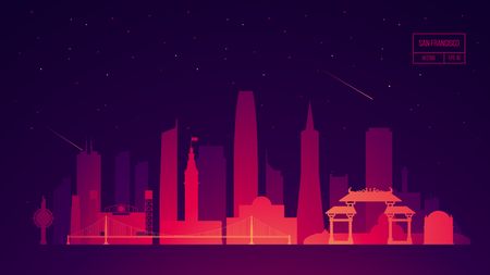 San Francisco skyline building illustrationのイラスト素材
