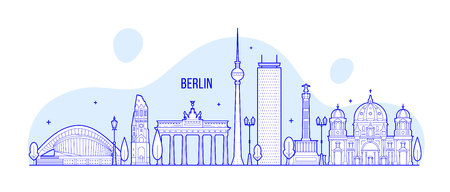 Berlin skyline Germany city buildings vectorのイラスト素材