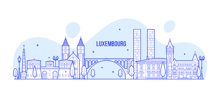 Luxembourg city skyline city buildings vectorのイラスト素材