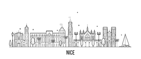 Nice skyline France buildings vector cityのイラスト素材