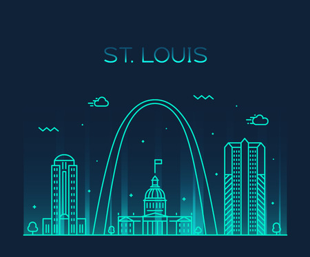 St. Louis city skyline Missouri USA vector linearのイラスト素材