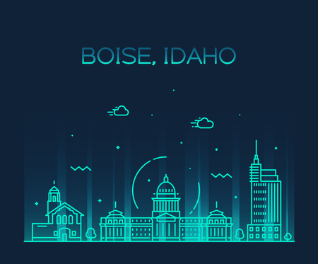 Boise, Idaho skyline, USA. Trendy vector illustration linear styleのイラスト素材