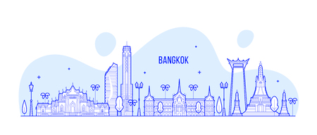 Bangkok skyline Thailand big city buildings vectorのイラスト素材