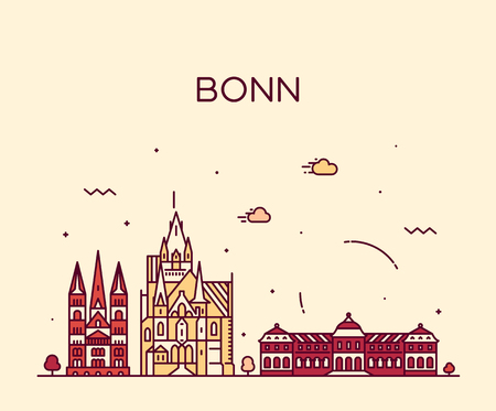 Bonn skyline North Rhine Westphalia Germany vectorのイラスト素材