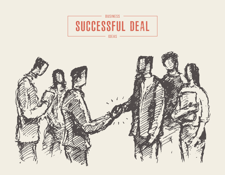 Successful business deal handshake drawn a vectorのイラスト素材