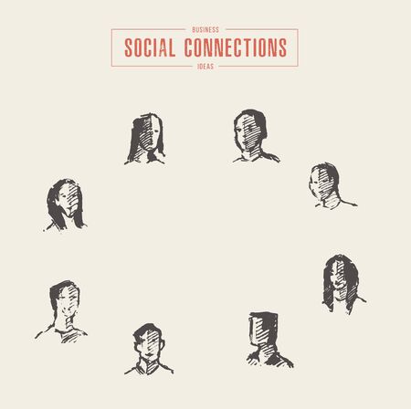 Portrait people social connections vector a sketchの写真素材
