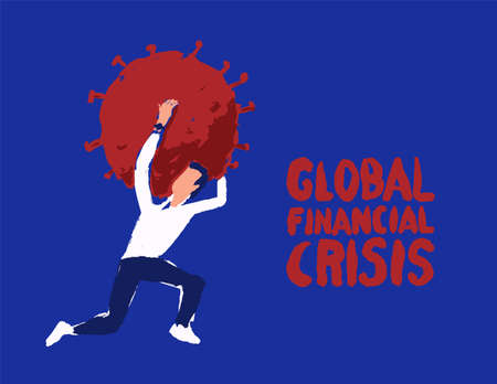 Man panic runs away coronavirus crisis draw vectorのイラスト素材