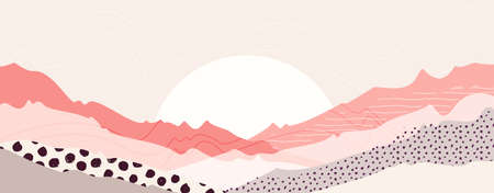 Abstract mountain landscape warm pastel colors artのイラスト素材