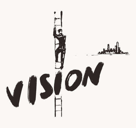 Businessman ladder growth ambitions grow a vectorのイラスト素材