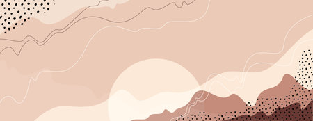 Trendy, modern landscape background. Abstract art with warm earth colors. Elegant template, banner,...