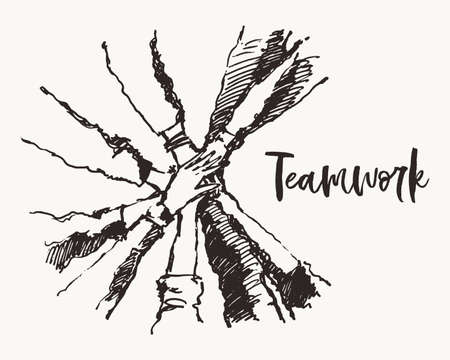 People putting hand togetherness teamwork a vectorのイラスト素材