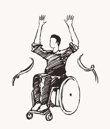 Man wheelchair finish line concept victory vectorのイラスト素材