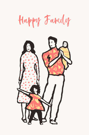 Happy family together mother father sister vectorのイラスト素材