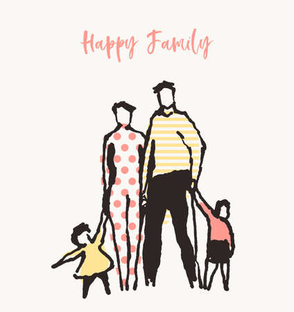 Happy family together mother father sister vectorのイラスト素材