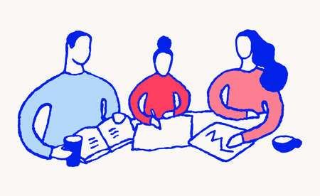 Family making home work school stay home vectorのイラスト素材