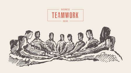 People putting hand togetherness teamwork a vectorのイラスト素材