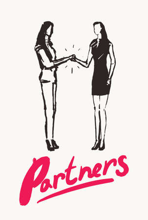 Two successful businesswoman shaking hand a vectorのイラスト素材