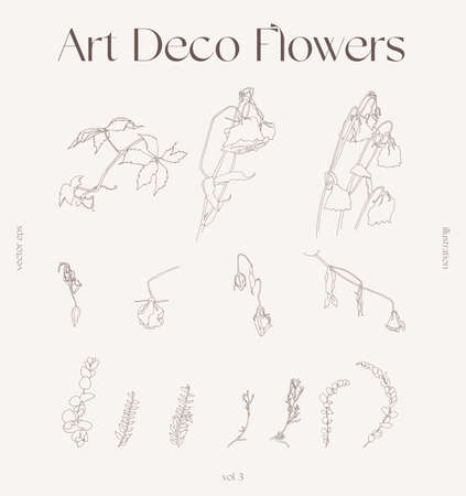 Set of floral elements decorative branches vectorのイラスト素材