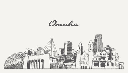 Omaha skyline, Nebraska, USAのイラスト素材