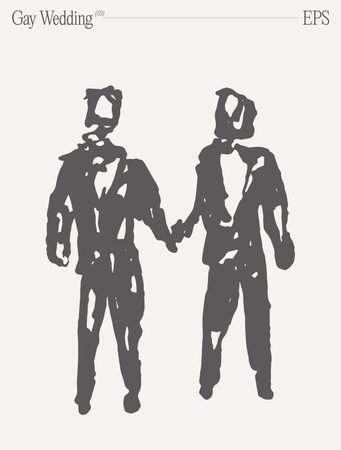 Gay wedding. Hand drawn vector illustration, sketch.のイラスト素材