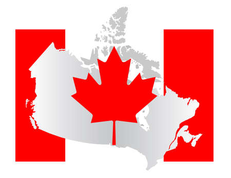 flag and map of canada の写真素材