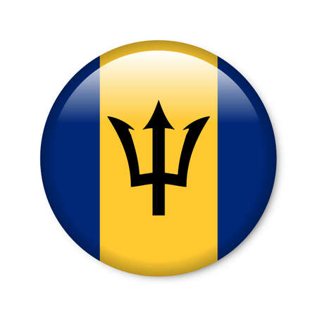 Barbados - glossy button with flagの写真素材