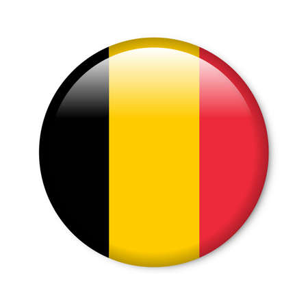 Glossy button in the national colors of Belgiumの写真素材