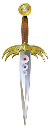 Illustration of fancy dagger with precious stonesのイラスト素材