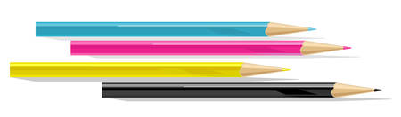 Four pencils - cyan, magenta, yellow and blackのイラスト素材