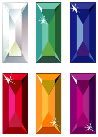 Baguette cut precious stones with sparkleのイラスト素材