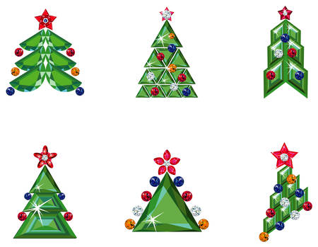 Set of  ornament Christmas treesのイラスト素材
