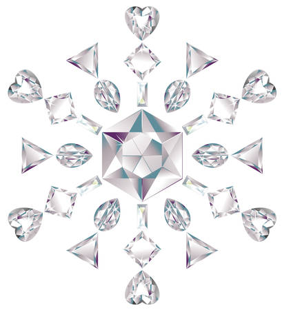 Snowflake made from different cut diamondsのイラスト素材
