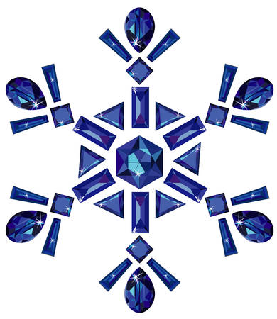 Snowflake made from different cut sapphiresのイラスト素材