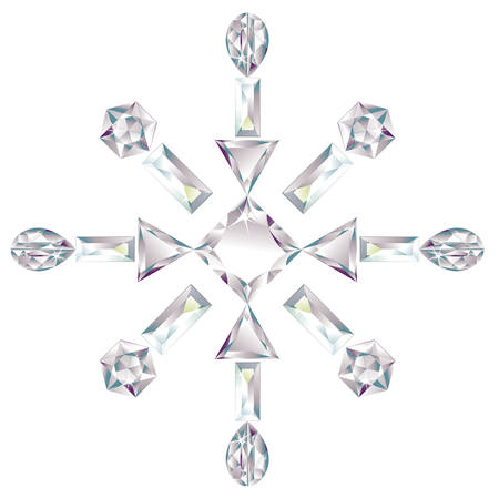 Snowflake made from different cut diamonds isolated on whiteのイラスト素材