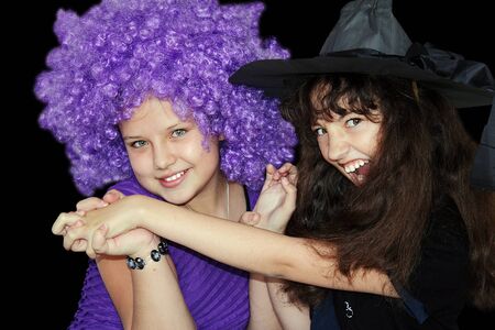 Girls in carnival costumesの写真素材