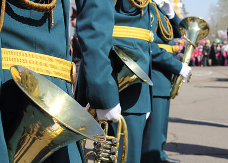 Wind instruments on paradeのeditorial素材