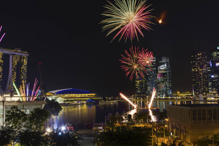 Fireworks during the national day rehearsal singapore