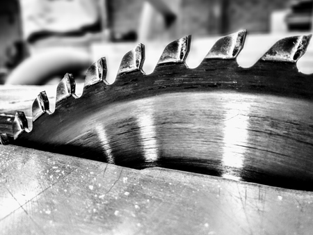 Saw blade for cutting wood in the factoryの写真素材