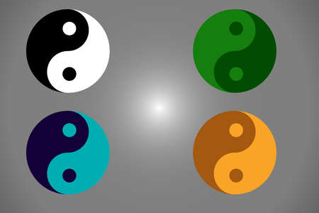 Set of Ying yang symbol with different colors.のイラスト素材