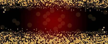 Golden glitter confetti on black background. Luxury festive background. Vector illustration.の写真素材