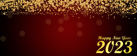Happy New Year background with golden confetti. Vector Illustration.の写真素材