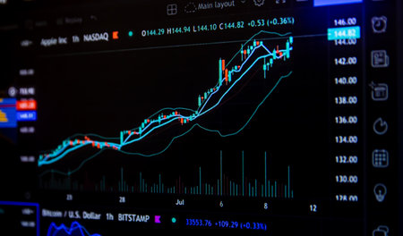 Stock market data on monitor. Business financial graph on monitor. Stock market data on monitor screen. Business financial graph on monitor. Stock market data on monitor.の写真素材