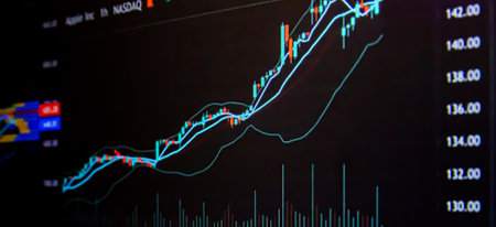 Stock market chart on digital screen. Business and financial investment concept.の写真素材