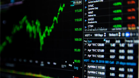 Stock market data display on the computer screen, stock market data conceptの写真素材