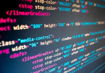 Programming code on a computer monitor. Close-up of program code.