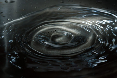 water drops falling on water with lights abstract emotion turmoilの写真素材