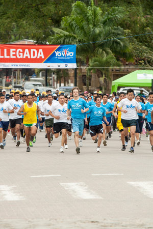 ZAMORA,ZAMORA CHINCHIPE ECUADOR, June 22 2014. Runners in a 5K run in southern Ecuador, Zamora,...