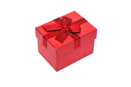 red gift box on white backgroundの写真素材