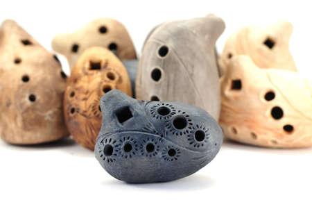 ocarinas on white backgroundの写真素材
