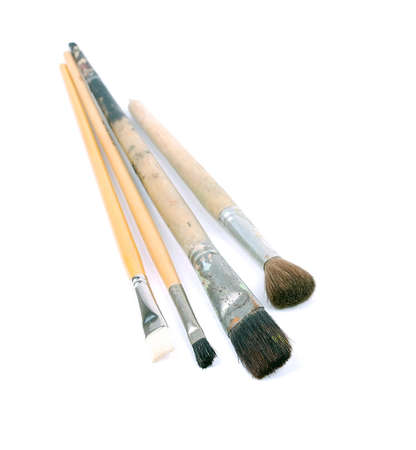 artist brushes on white backgroundの写真素材